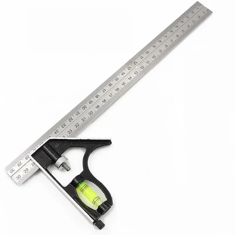 Horizontal Movable Angle Ruler Stainless Steel Mobile Combination Civil Engineering Measuring 300mm Adjustable Straightedge