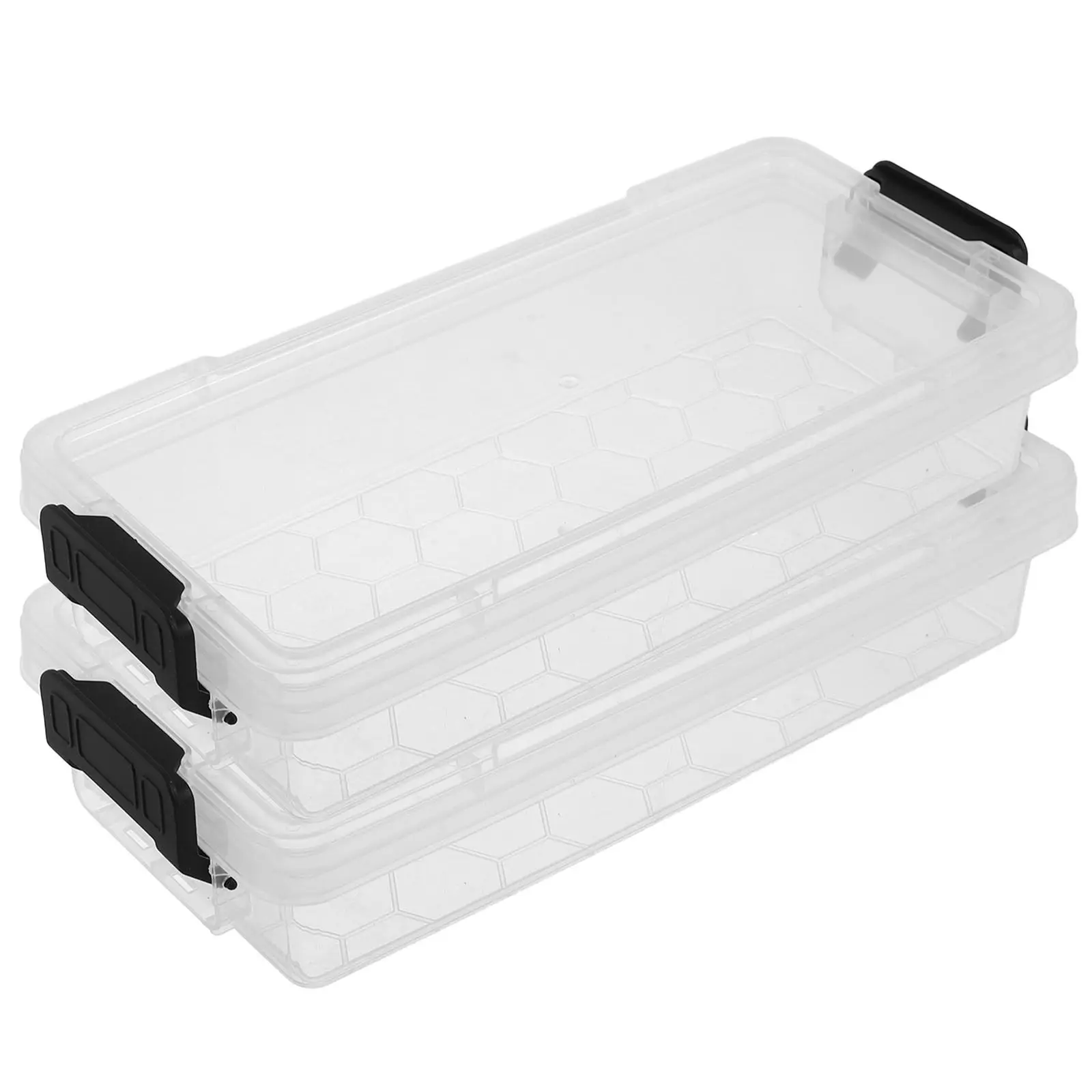 2Pcs Transparent Pencil Box Plastic Clear Stackable Pen Case Lid School Supplies Organizer Crayon Art Brush Storage 8.7x4in