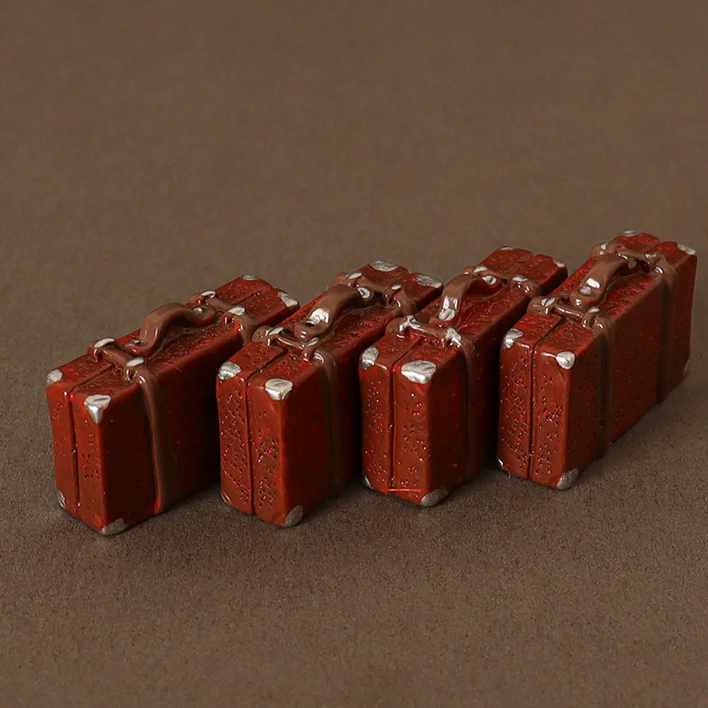 

6Pcs Vintage Mini Suitcase Set for Dollhouse Accessories Resin Travel Luggage Props Elegant Decorative Storage Display Piece