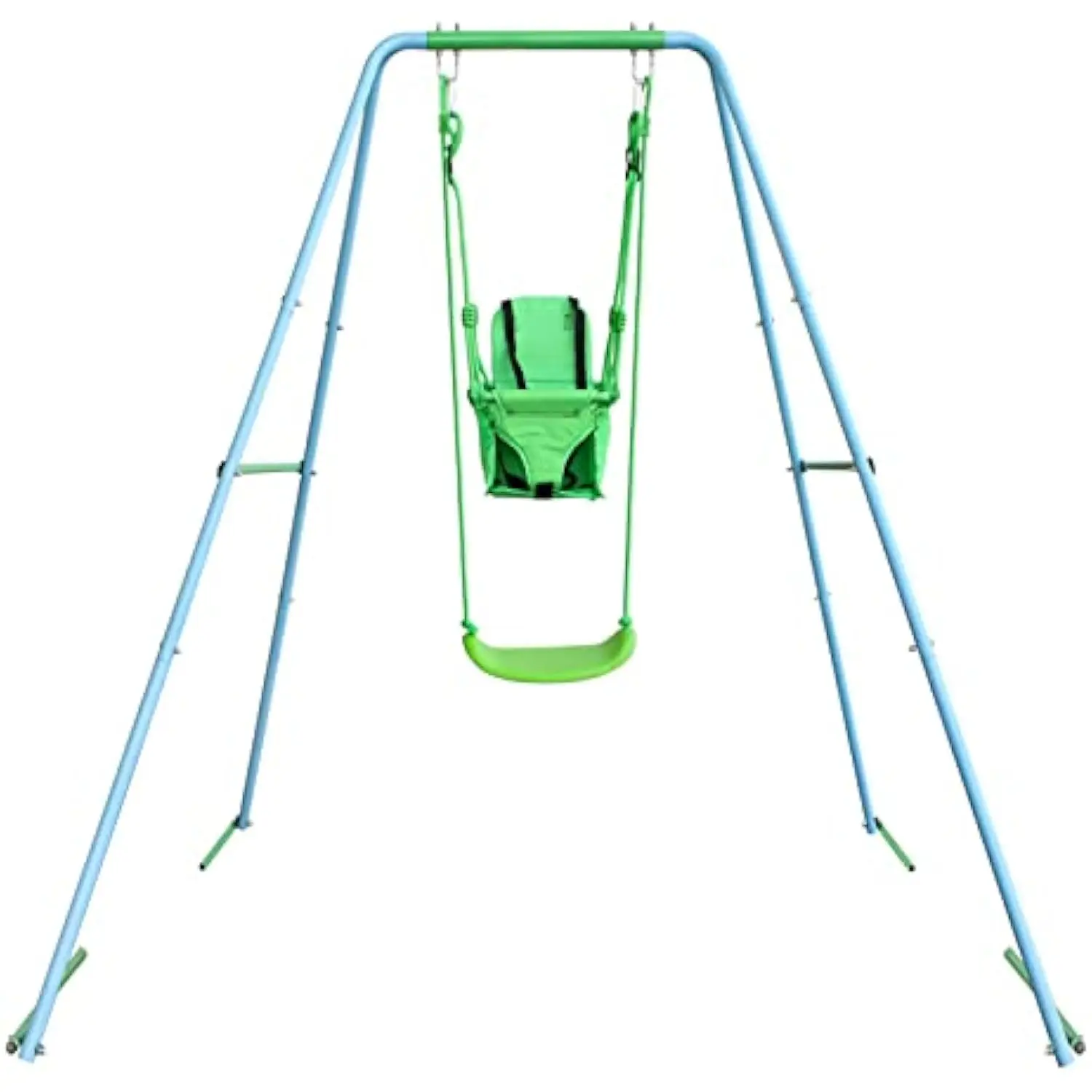 2-in-1 Toddler Swing Set, A-Frame Swing Sets for Backyard Playground with Metal Stand, 4 Anchors, Two Swing Seats with Safety