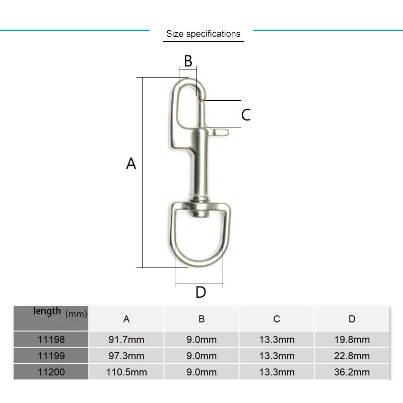 ステンレス鋼ダイビングボルトスナップフック、シングルエンドフック、bcdアクセサリー、スキューバダイビング器材