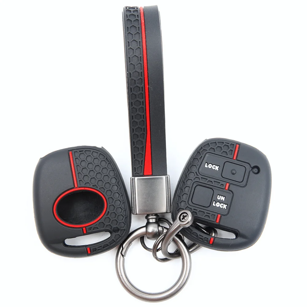 For Toyota FJ Cruiser Land Cruiser Prado 4Runner Protective Silicone Remote Key Case Lanyard Key Ring Premium Protective
