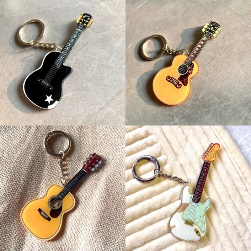 Porte-clés créatif en acrylique en forme de guitare, instrument de musique, cadeau pour sac à dos, meilleur ami, porte-clés violon