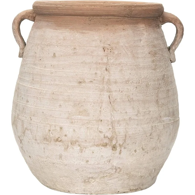 

Large Orange & Whitewashed Terracotta Urn