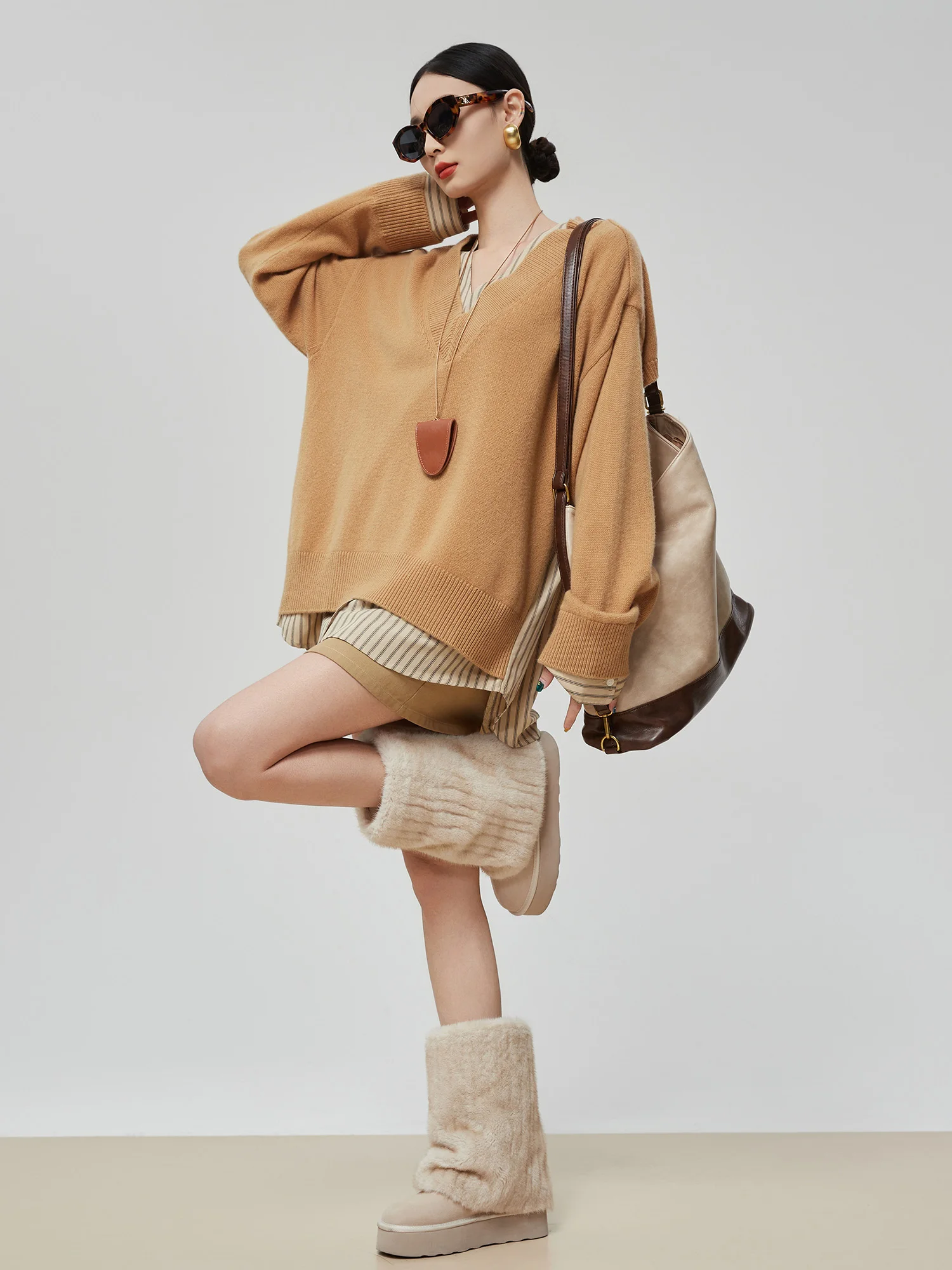 

Желтый вязаный кардиган с V-образным вырезом, длинными рукавами, в полоску, с элементами пэчворка, женский, свободного кроя, повседневный, из полиэфирного волокна