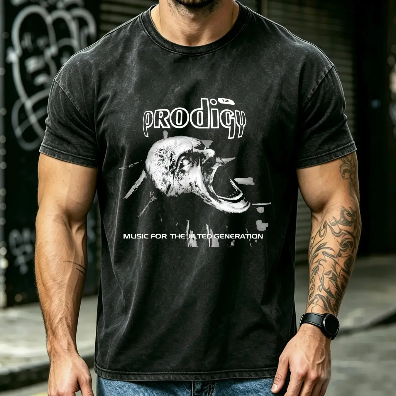 washed T Shirt The Prodigy Music For Jilted Generation All Size LL1859 long sleeves vintage Washed Slightly homme Unisex