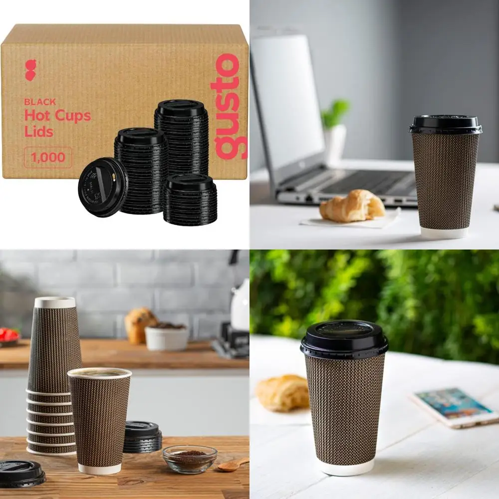 

Одноразовые пластиковые крышки на 10, 12, 16, и 20 унций. Бумажные кофейные чашки — черные, оптовая упаковка по 1000 штук, подходят для горячих напитков