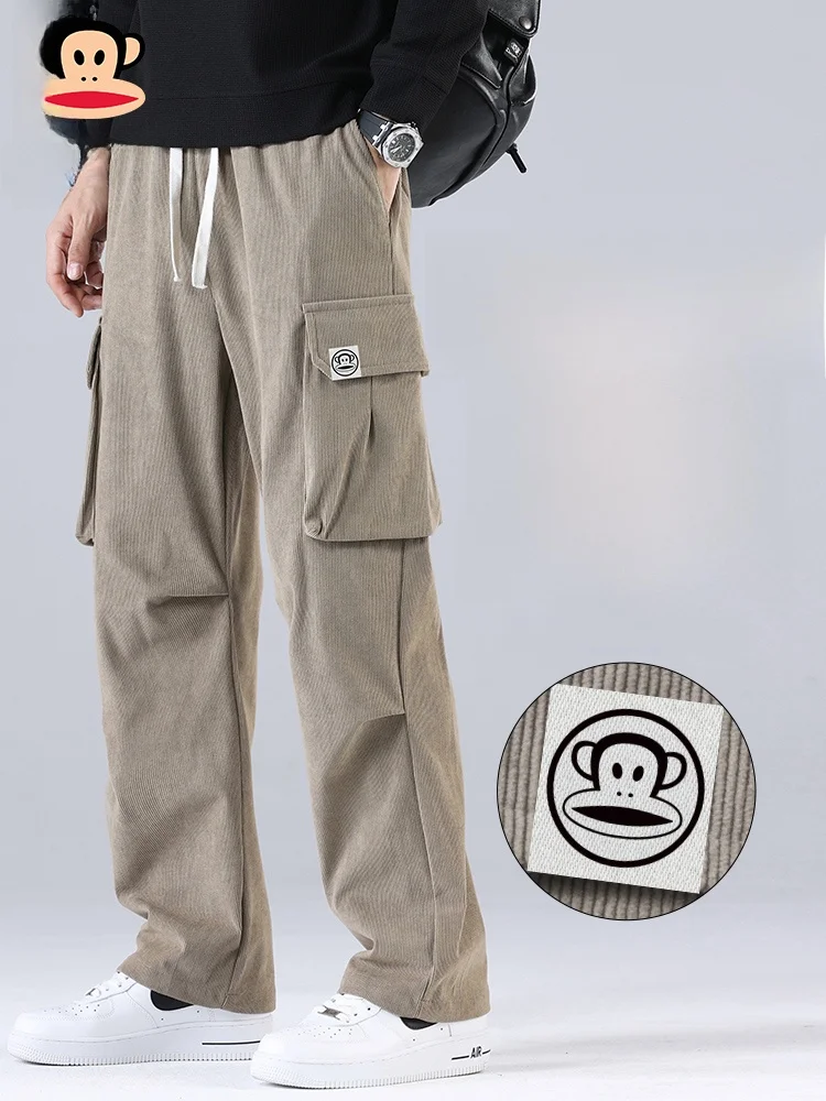 

PaulFrank Men's Casual Corduroy Loose Wide Leg Workwear Pants Spring Trendy Brand Japanese Sle Vintage Straight Leg Trousers