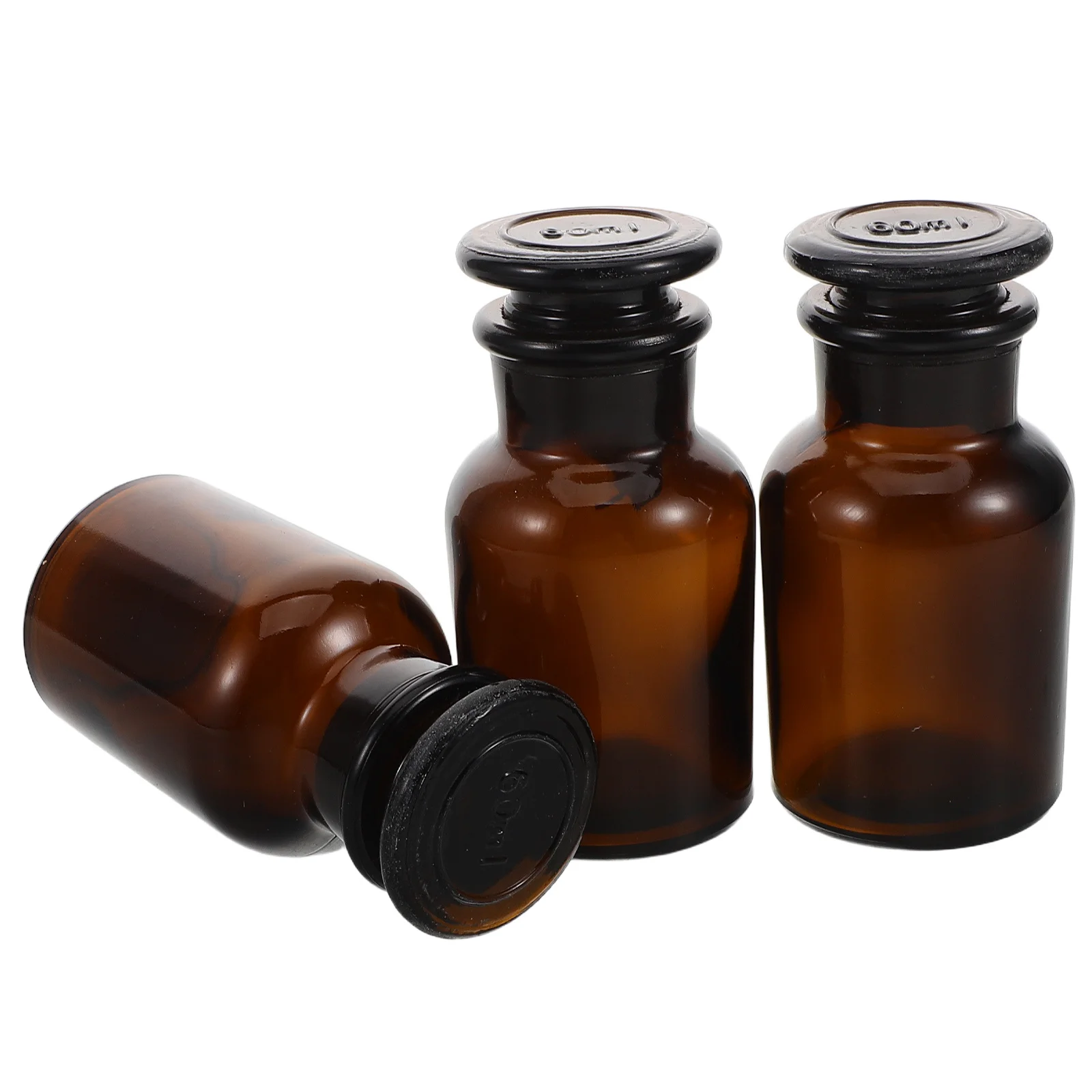 

3 Pcs Glass Bottle with Pipette Dropper Bottles Laboratory Grade Chemical Container Stopper Storage