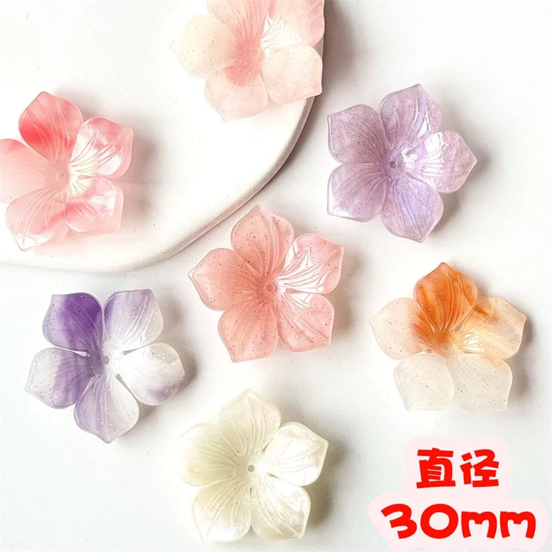 

Новое поступление, 90 шт./лот, 30 мм, цветной узор, принт, мультяшные цветы, акриловые бусины, ювелирные изделия «сделай сам», аксессуары для волос, одежда