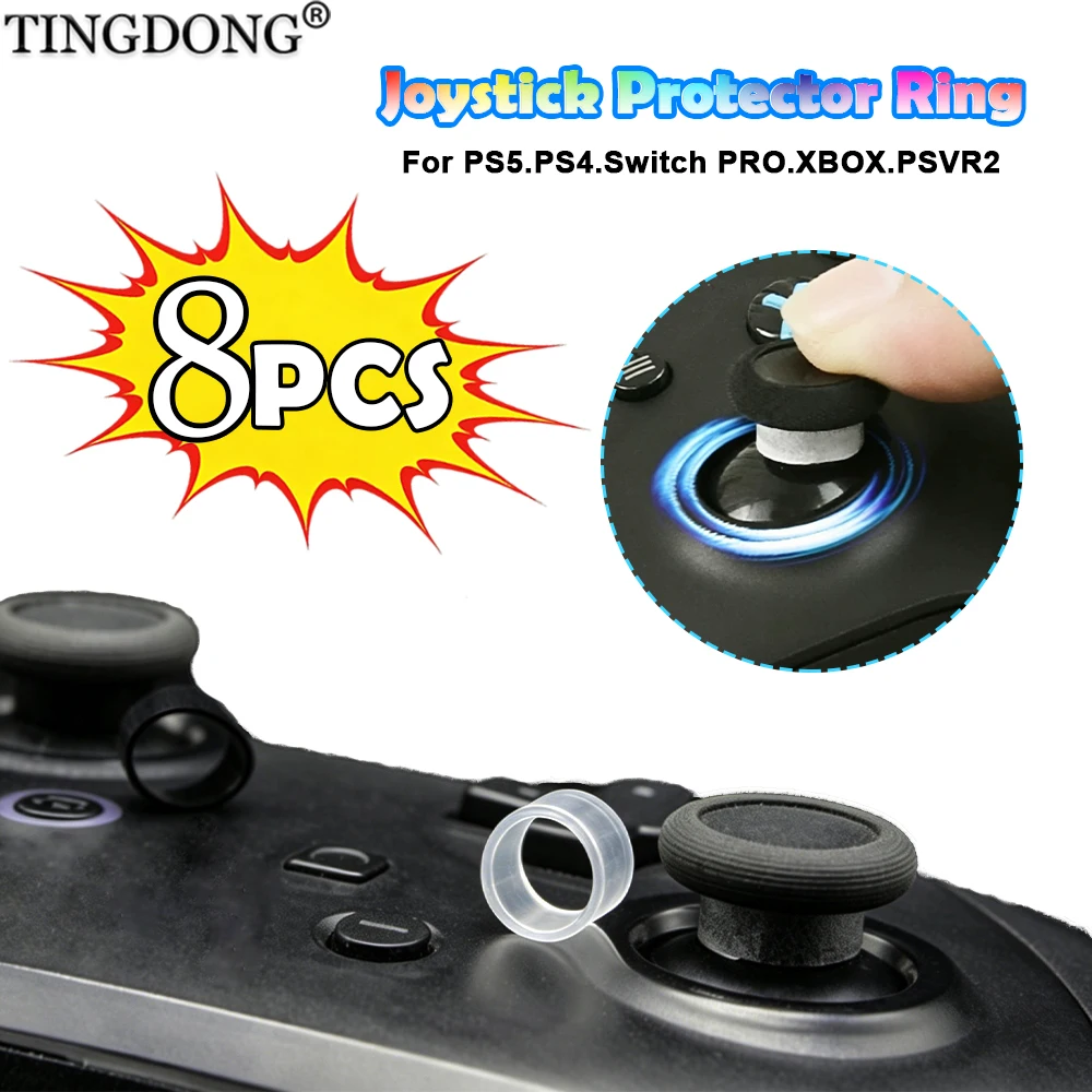 8 Stück Elastische Silikon-Ringabdeckungen Schutzkappen für PS5/PS4/Switch PRO/XBOX/PSVR2 Joystick Gummi