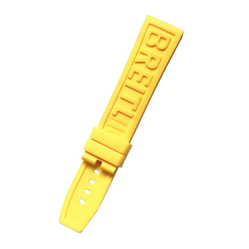 22mm/24mmRubber strap Fit Breitling silicone watch with Super Ocean Culture Avenger Blackbird Yellow Wolf with Dayword buckle