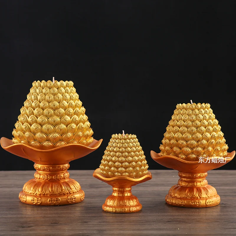 Lotus candle lamp Lotus lamp ninth layer Ruyi golden lotus offering Buddha golden household manufacturer iron seat ceramic suppl