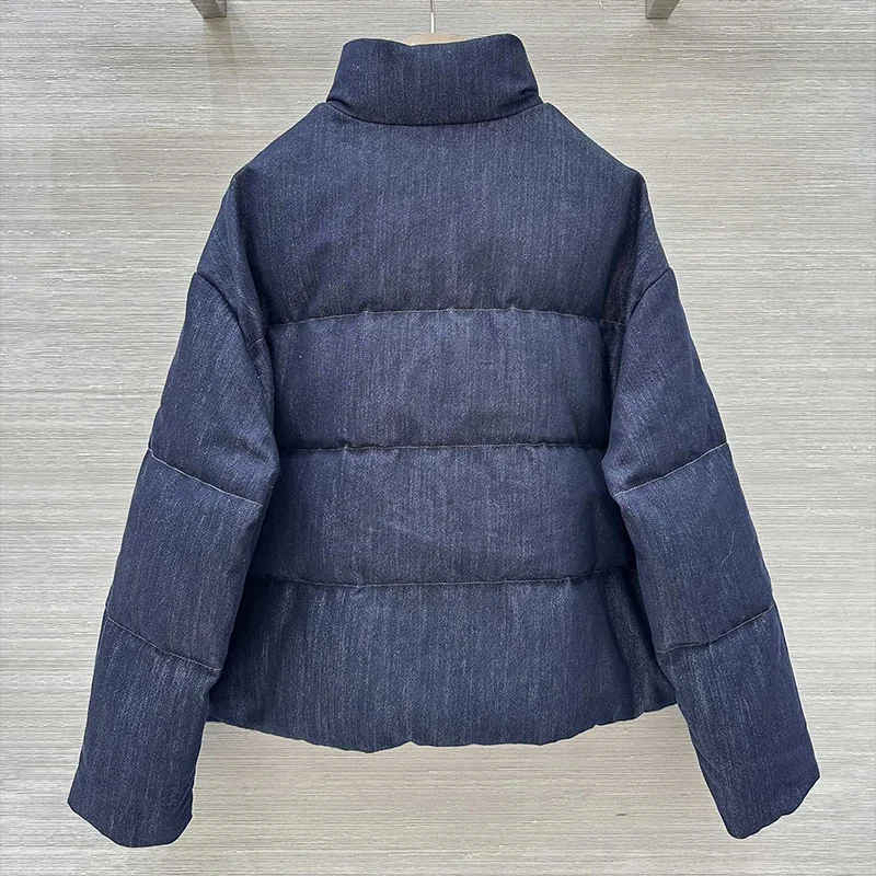 Chaqueta de algodón de alta calidad para mujer con cuello levantado, abrigo sencillo de nueva colección de invierno 2025 para mujer 251213131