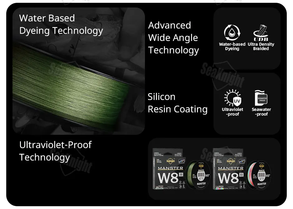 SeaKnight Brand W8 II Series 500M 8 Strands Fishing Line Advanced Braided PE Line Anti-UV Seawater Proof Coating Fishing Line