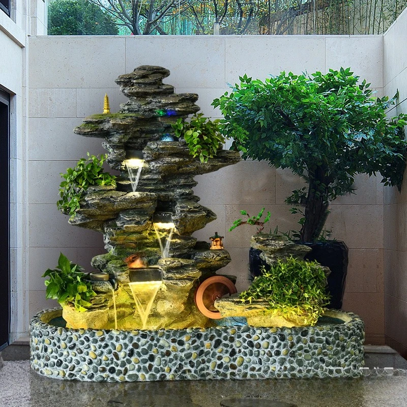 Large rockery flowing water ornament living room office floor decoration