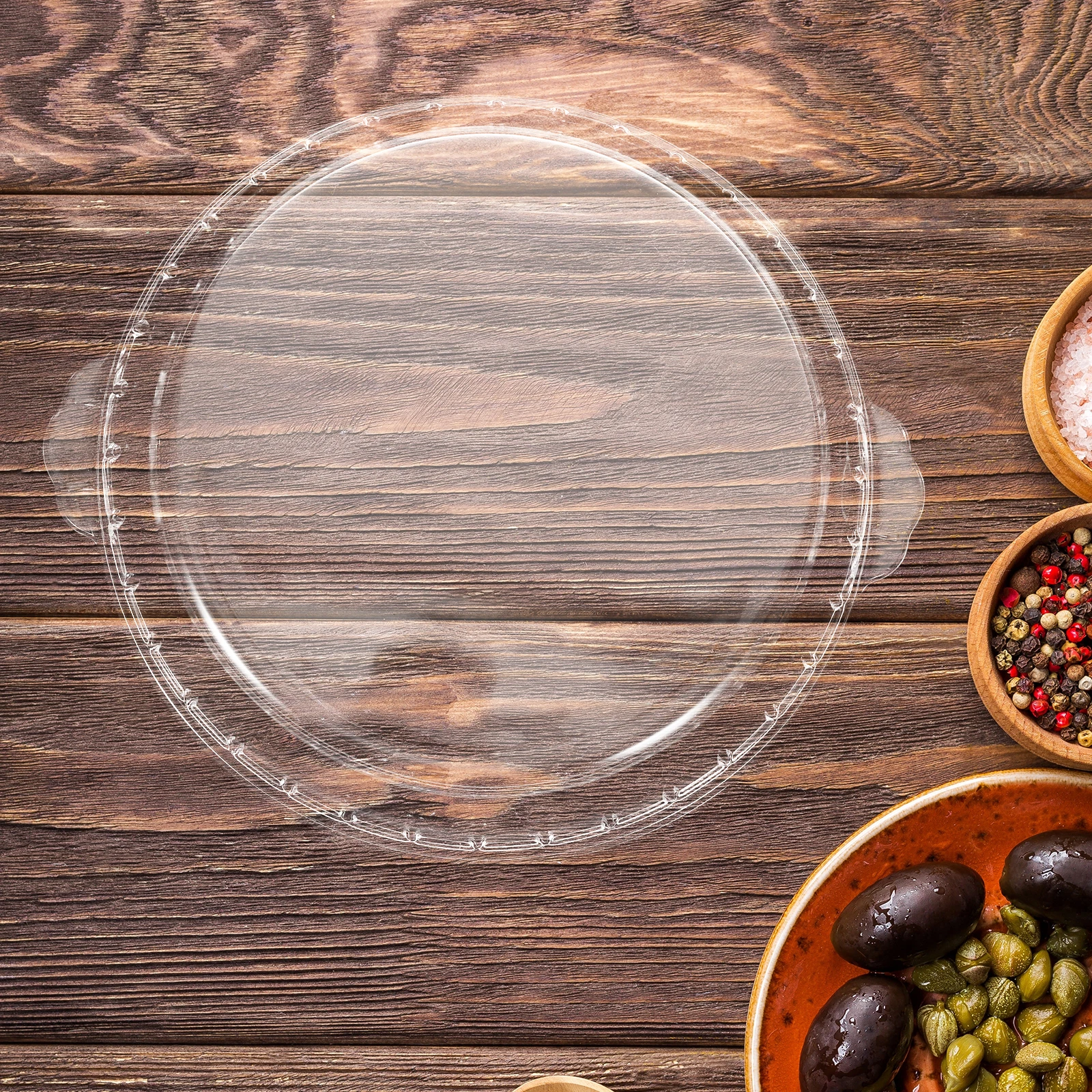 

Microwave Oven Glass Lid Heat Resistant Food Serving Plates Clear Pie Pan Material Easy Clean Baking Dish Snack Plate