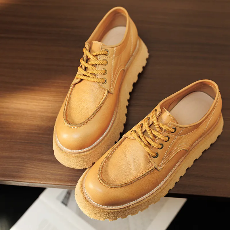 

Дизайнерские роскошные низкие туфли дерби на платформе из натуральной кожи для мужчин, дышащие, весенне-летние, ручной работы, повседневные мужские туфли