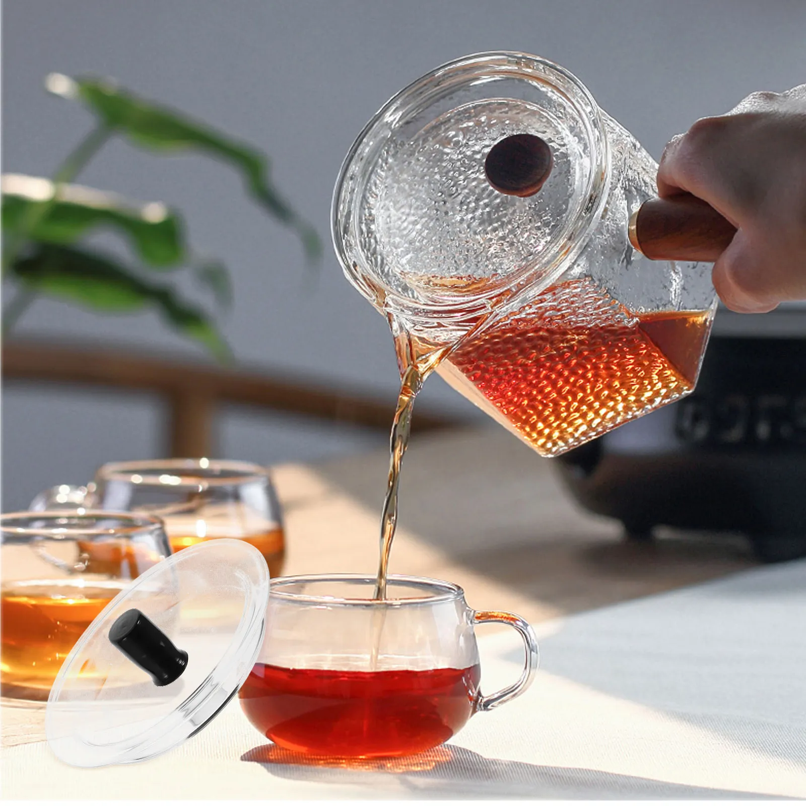 

Glass Teapot Replacement Lid Clear Transparent for Tea Kettle Pitcher Brew Monitoring Sturdy Easy-Clean Aroma Enhancing Tea