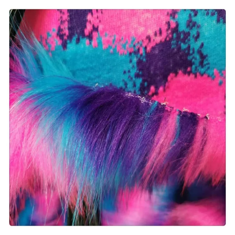 High Gram Multi Tone Blue Purple Pink Faux Fur Fabric Coat Hats Costumes Beanies Shawl  Scarf Leg Warmers Plushies Fur 50x180cm