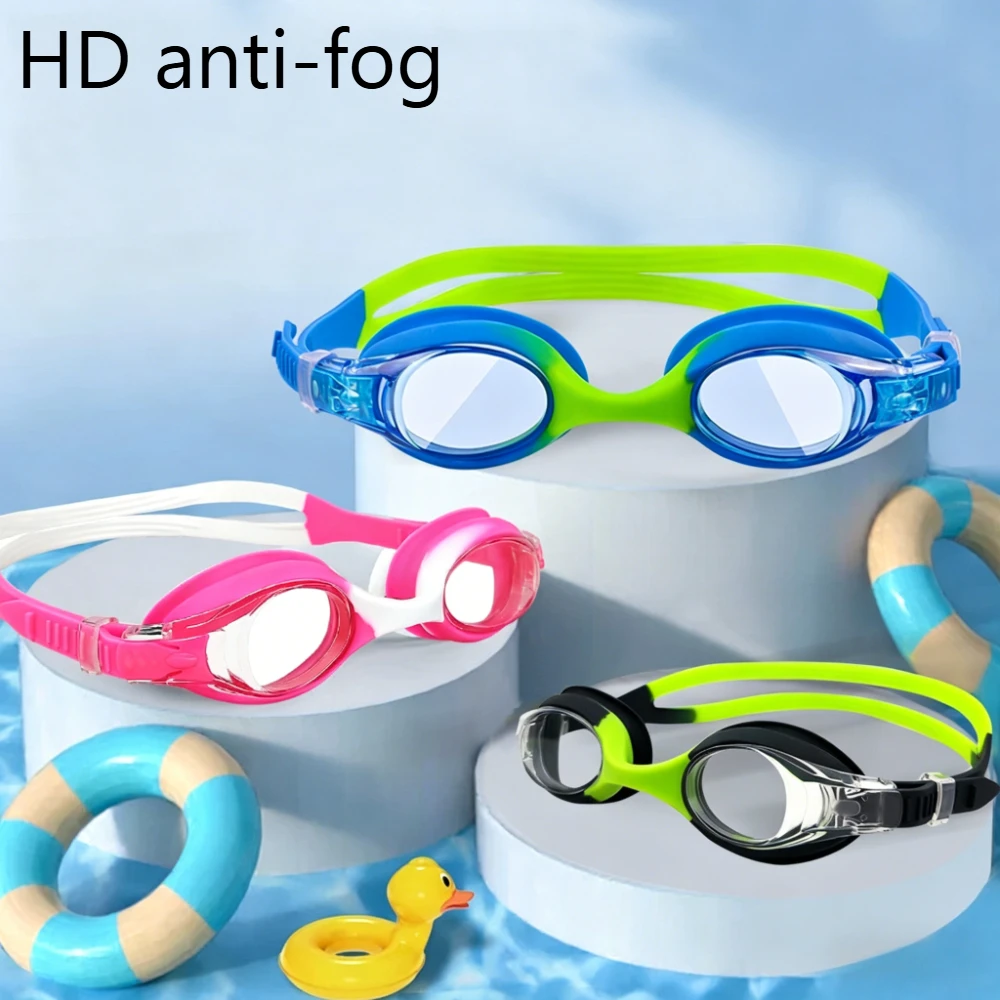 HD-Schwimmbrille für Kinder im Alter von 3–14 Jahren, beschlagfrei, 100 % UV-Schutz, klare Sicht, kein Auslaufen, schnell verstellbarer Riemen