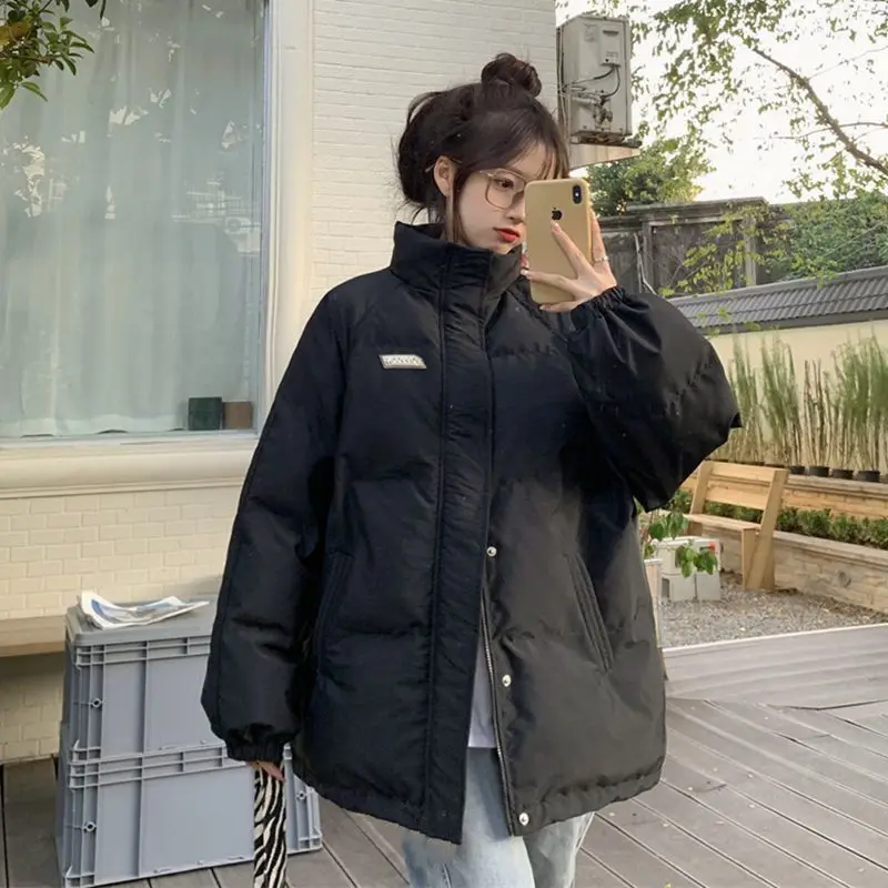 Winter New Pocket Patchwork Trend Coats Long Sleeve Solid Drawstring Loose Black All-match Coat Fashion Vintage Women Clothing