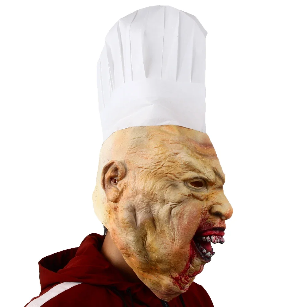 Horror Bloody Butcher Mask Terror Ghost House prank Cosplay Headwear Latex Mask Scary Halloween Party Devil Murder Costume Prop