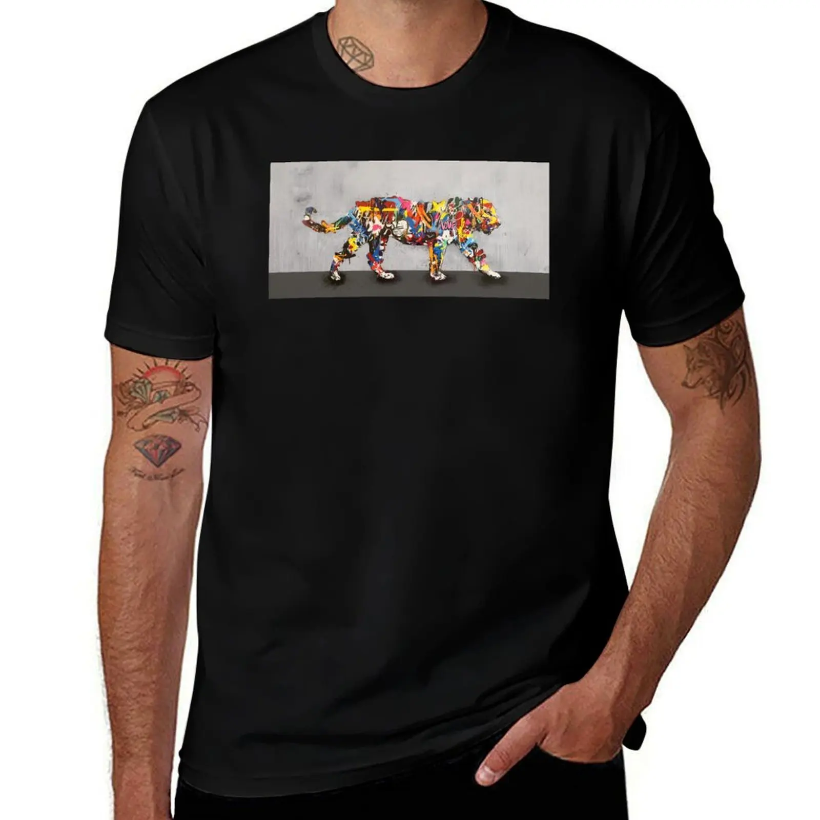 Graffiti Tiger - Colorful Urban Pop Art T-Shirt Plus Size All Match Tee Shirt