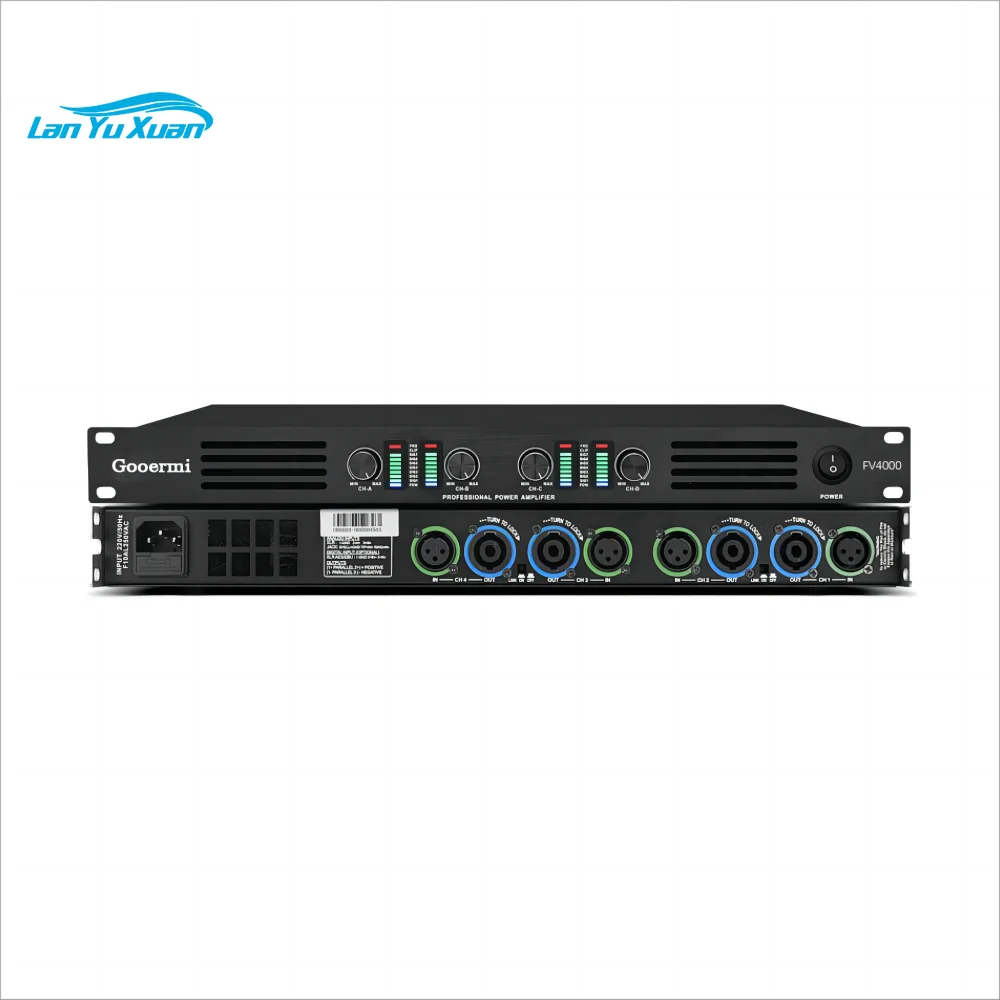 

FV4000 High Quality 1000Watt * 4Channel Audio Power Amplifier 1U Digital Amplifier for Outdoor Stage Performance