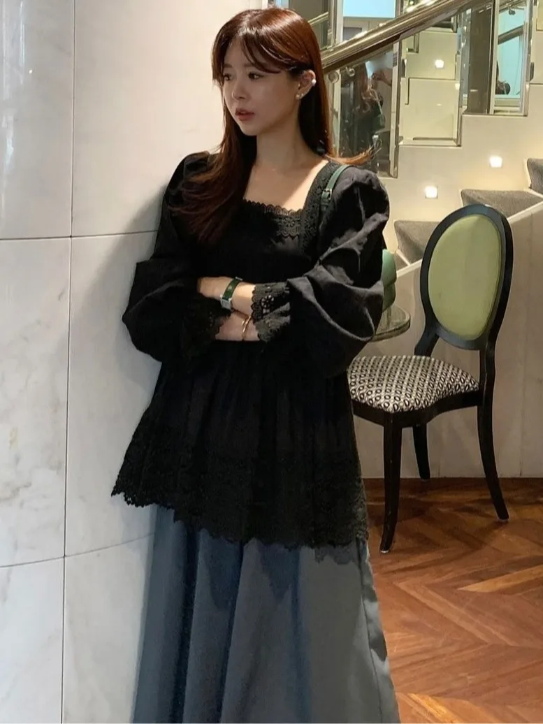 الكورية Sle الحلو الدانتيل الربط تنوعا irt أعلى المرأة Faion ربيع الخريف الشتاء ملابس داخلية غير رسمية تناسب منتظم