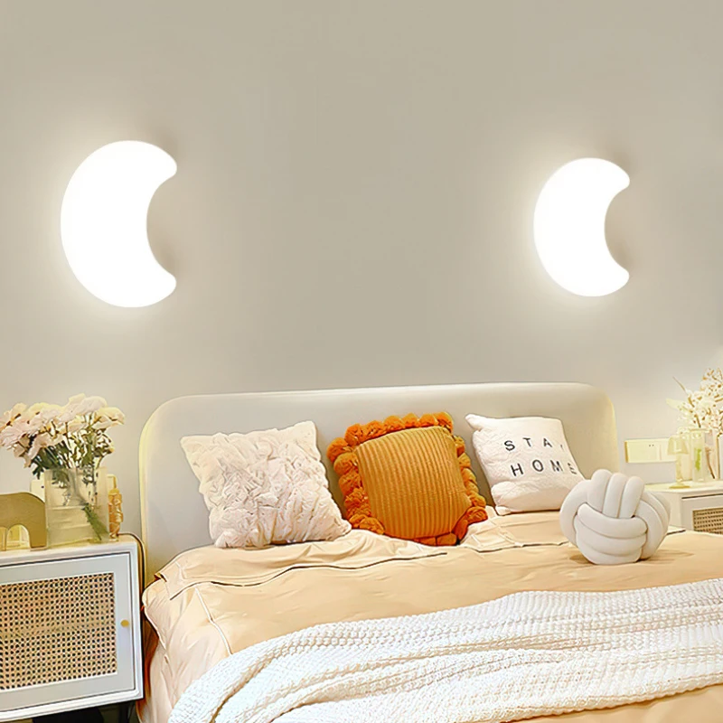 Imagem -05 - Modern Minimalista Lua Led Lâmpadas de Parede Quarto das Crianças Abajur Estilo Creme Quarto do Bebê Menino Menina Quarto