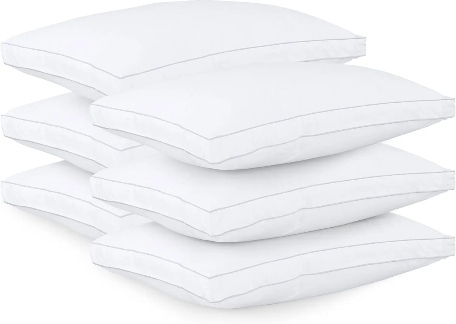 Bedding Bed Pillows for Sleeping King Size (White), Set of 6, Cooling Hotel Quality, Gusseted Pillow for Back, Stomach or Side S