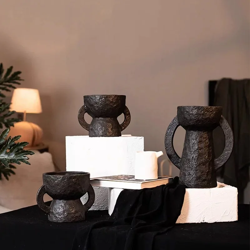 

Дизайнерская ваза для растений 2026 года: креативный дизайн с ручкой, терракотовая декоративная ваза в скандинавском стиле для домашнего декора