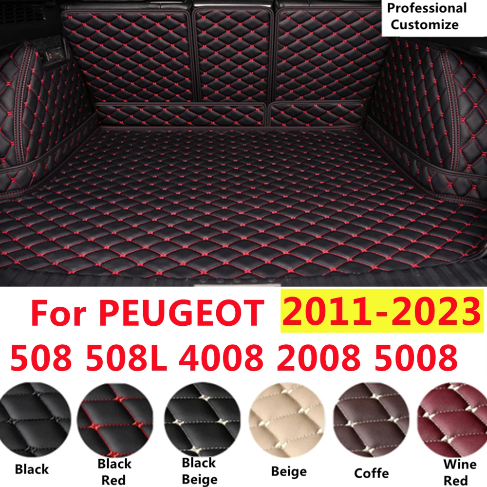 

SJ Full Set XPE Car Trunk Mat For Peugeot 508 4008 2008 5008 508L 2023 2022 2021-2011 Waterproof Tail Boot Tray Liner Rear Cargo