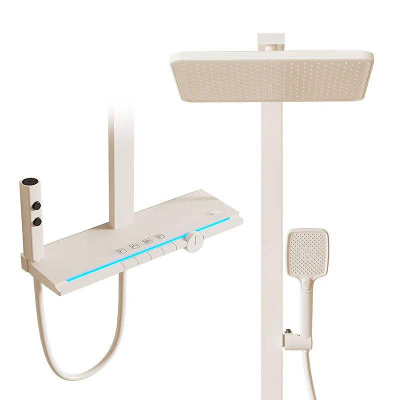 

Shower set Shower all copper large storage constant temperature digital ambient light Bathroom er head pressurized