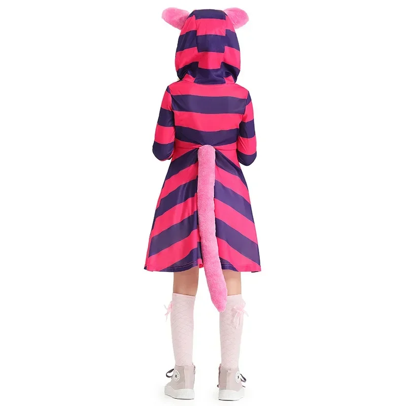 RT01 Umorden Child Kids Pink Cheshire Cat Costume for Girls 4-6Y 6-8Y 8-10Y 10-12Y Hallloween Purim Fancy Dress&Gf1