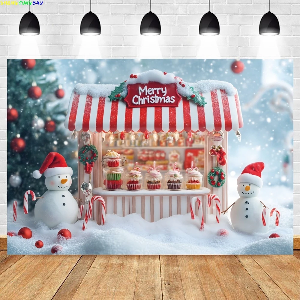 

Merry Christmas Backdrops for Photography Fairy Tales Pink Ice Cream and Candy Truck Kids Baby Family Party Photo Backgrounds