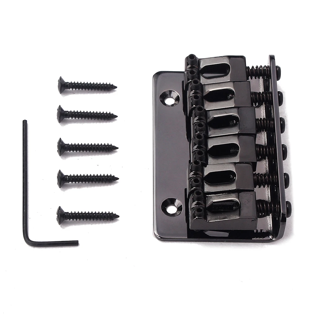 

6pcs Bass Bridge Vintage Style 6 String Metal Bridge for Guitar 5 Screws Adjustable Height Top for Musicians