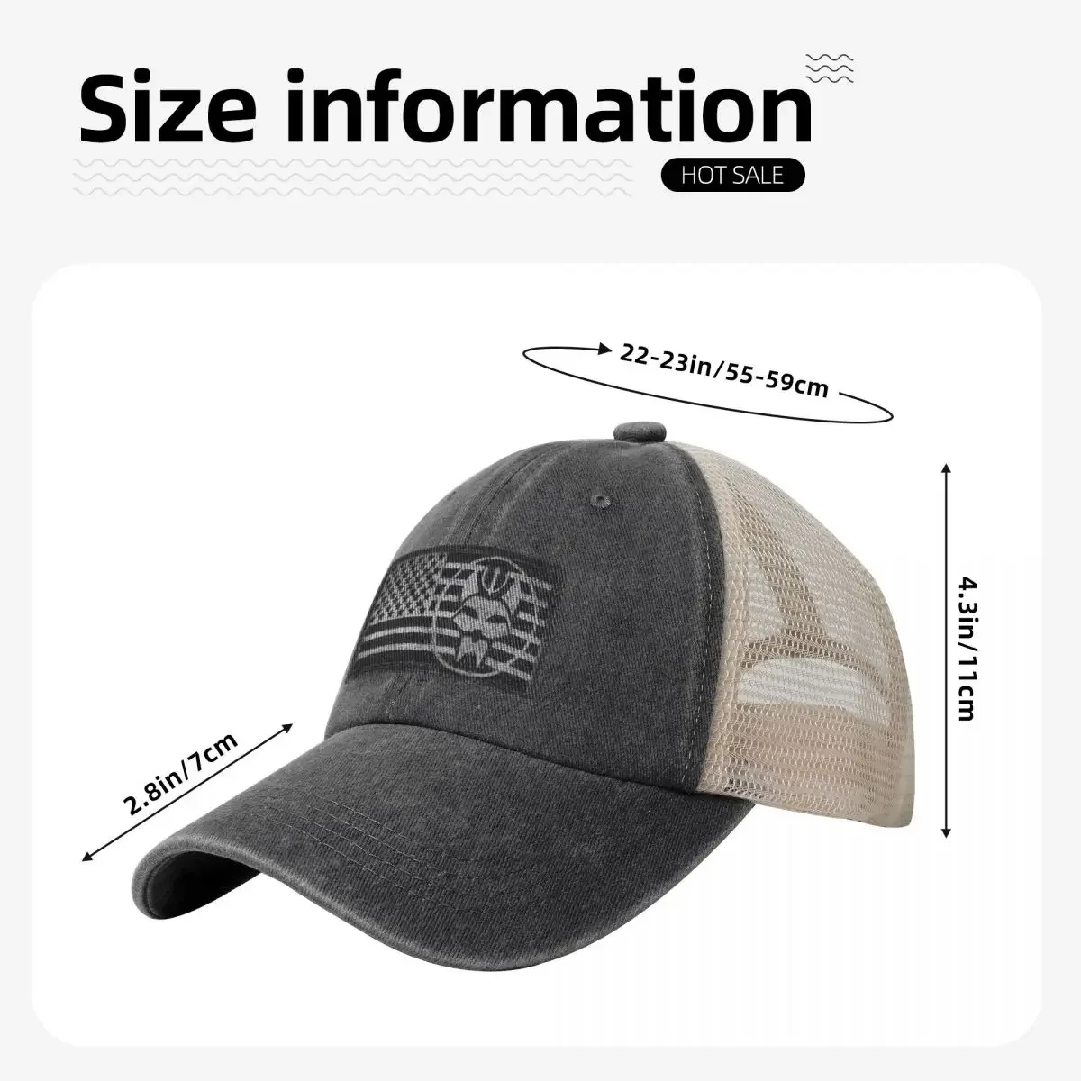 BRAVO SEAL TEAM BW FLAG PATCH exclusive Baseball Cap hiking hat Big Size Hat Male Women\'s