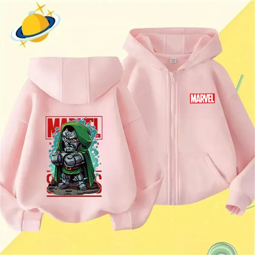 Marvel Animation Children's Sports Brand Hoodie Boys and Girls Fashion Outdoor Zipper Shirt Spring and Autumn Warm Printed Top