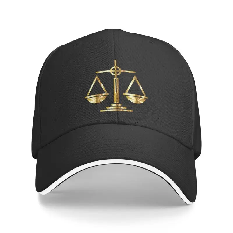 Fashion Gold scale Of Justice Law Logo berretto da Baseball per donna uomo traspirante avvocato Legal Party Dad Hat Outdoor