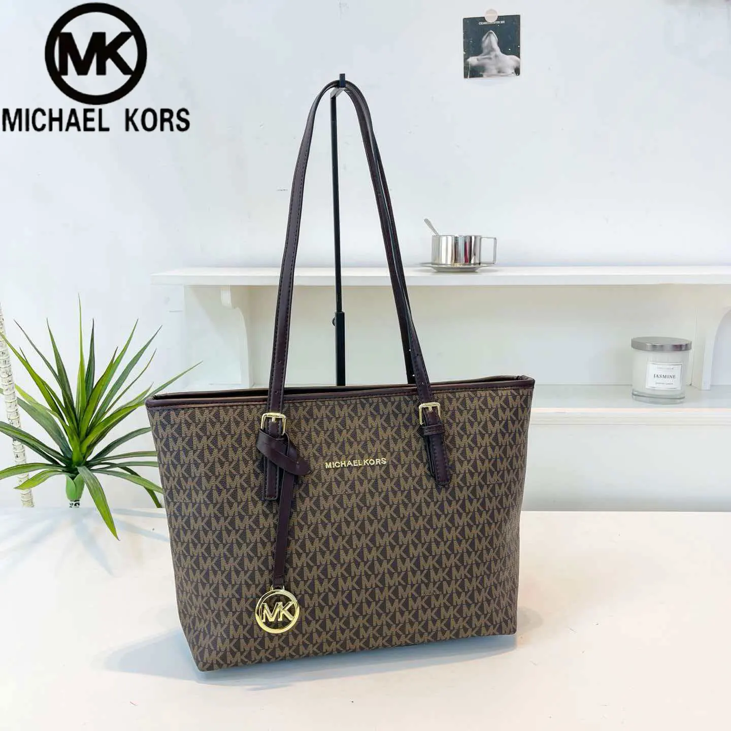 Image of Michael Kors Ole Jet Set 2026 Neue Lässige Luxus-Damenhandtasche mit Großer Kapazität MK Letter Tote Basket Bag