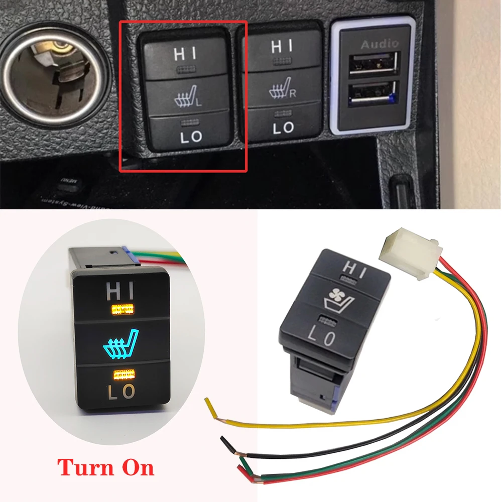 For Toyota Car Seat Fan Switch Seat Ventilation Button with Connection Wire Car Accessories