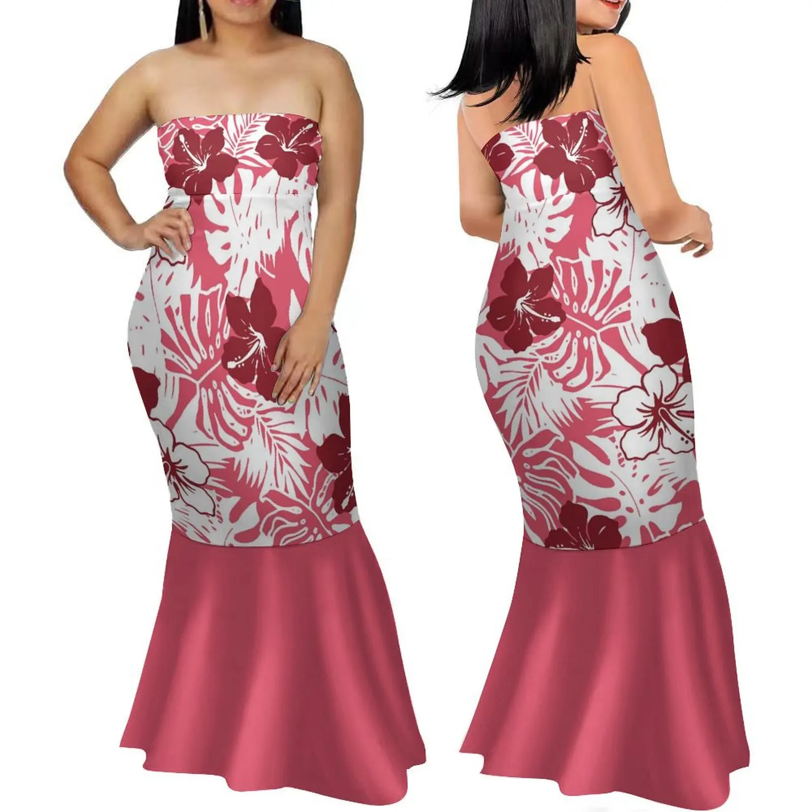 Women'S Tight Strapless Dress Polynesian Tribe Custom Patterned Graduation Dinner Birthday Party Sexy Evening Gown Maxi Dress