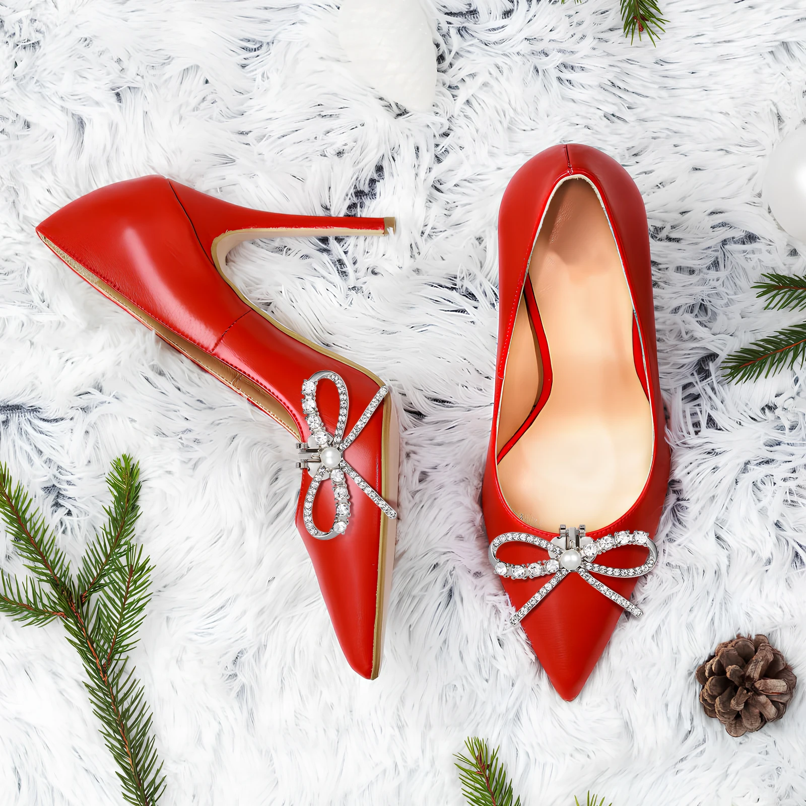 2 قطعة مقاطع الأحذية القوس حجر الراين تألق أناقة Bowknot الديكور اكسسوارات الزفاف للنساء الكعوب الصنادل