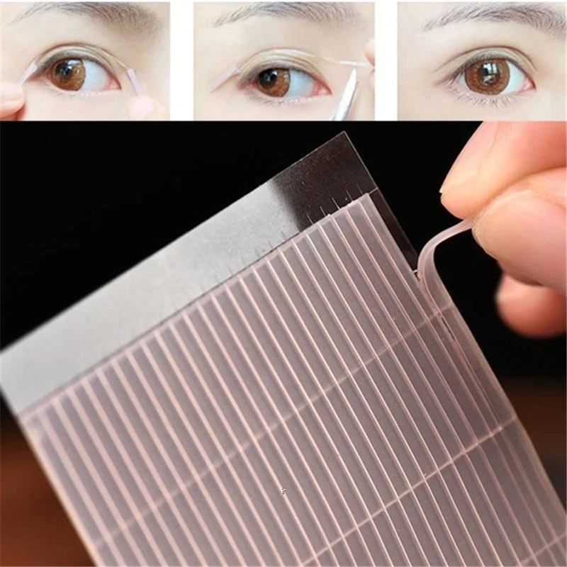 50Pcs Invisible Double Eyelid Tape Fiber Self-Adhesive Transparent Pink Eyelid Stickers Waterproof Fiber Stickers For Eyelid