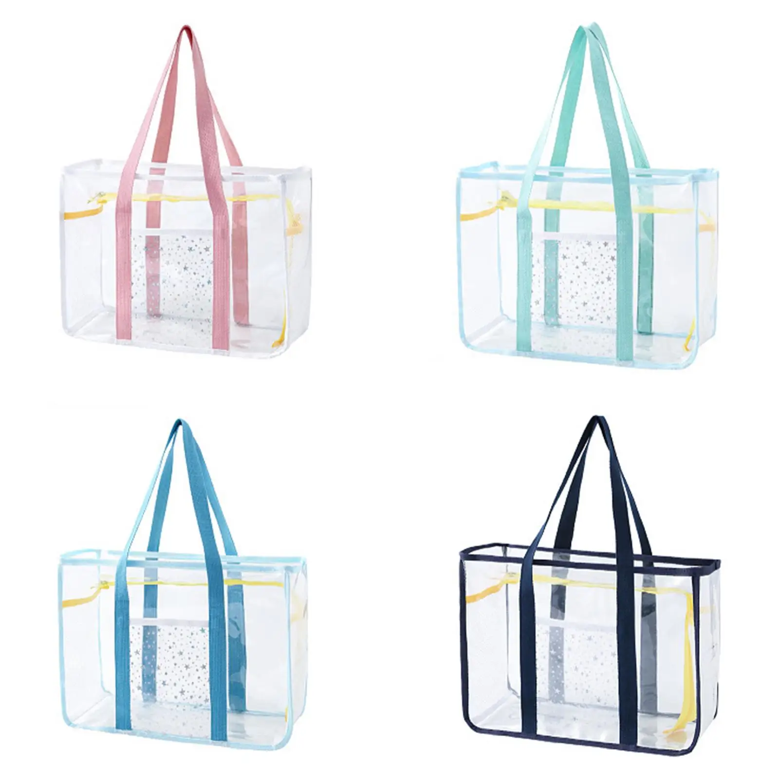 Clear Tote Bag Travel Storage Bag Thick PVC Large Capacity Transparent Shoulder Bag for Stadium Sports Game Street Daily Travel