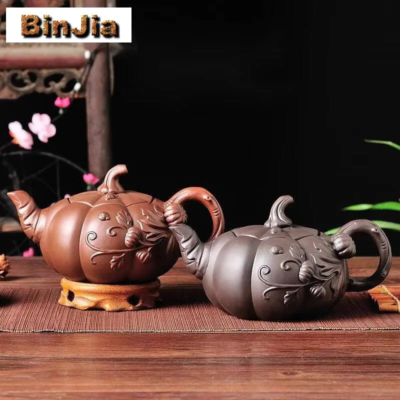 

Исинский фиолетовый глиняный чайник большой емкости, горшок для тыквы, Чжу, грязь, фильтр ручной работы, чайник, набор песка в китайском стиле, 780 мл