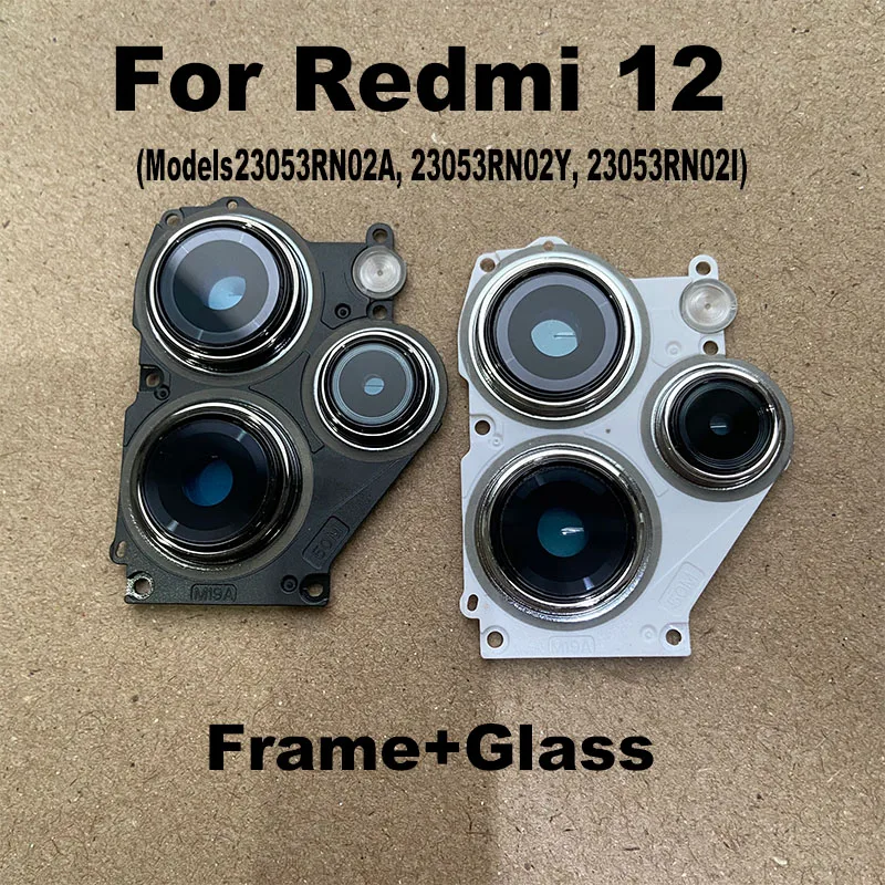 For Xiaomi Redmi 12 Back Camera Lens Rear Glass With Frame Cover Holder Replacement 4G 5G