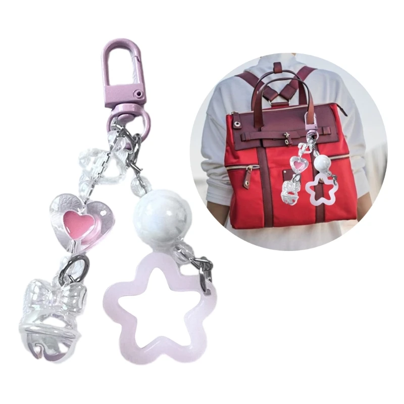 Colorful Flower Keychain Pendant Acrylic Holder Beads Keychain Pendants Versatile Accessory for Keys Backpacks image 4
